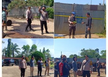 Diduga Gudang Minyak Ilegal Terbakar, Polisi Police line Dua Gudang Minyak Wilayah Pijoan