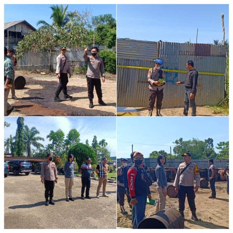 Diduga Gudang Minyak Ilegal Terbakar, Polisi Police line Dua Gudang Minyak Wilayah Pijoan