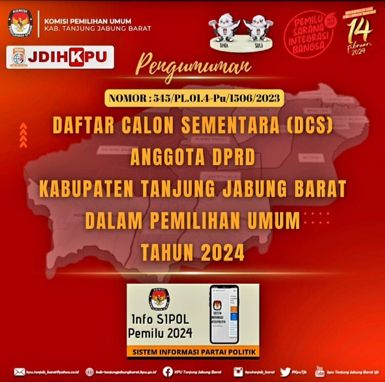 KPUD Tanjabbar Umumkan Daftar Calon Anggota DPRD Sementara (DCS) Kabupaten Tanjabbar 2024