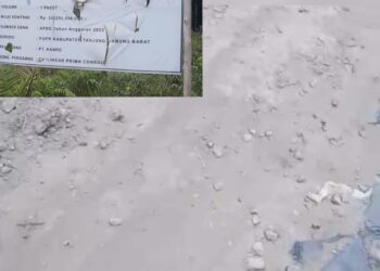 Menelan Dana Hingga 24 Milyar, Diduga Proyek Peningkatan Jalan Pengabuan Dikerjakan Asal Jadi