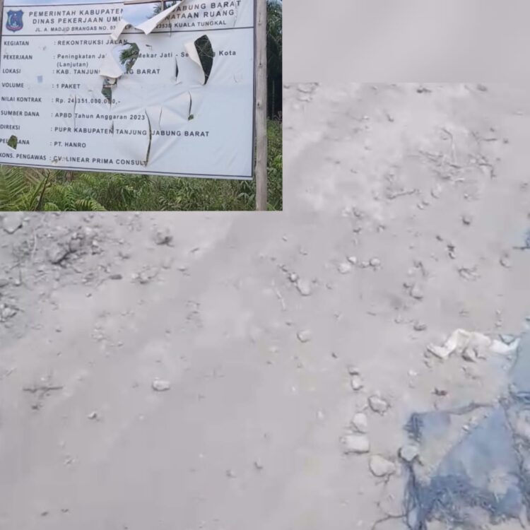 Menelan Dana Hingga 24 Milyar, Diduga Proyek Peningkatan Jalan Pengabuan Dikerjakan Asal Jadi