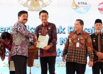 Pj Bupati Muaro Jambi Bachyuni Sambut  Menteri ATR/BPN RI Hadi Tjahjanto
